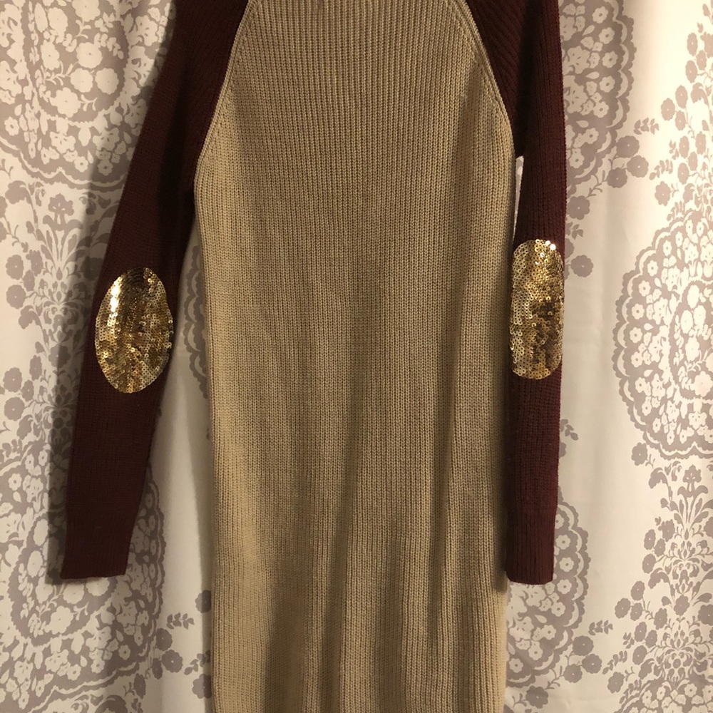 Red/tan sweater dress